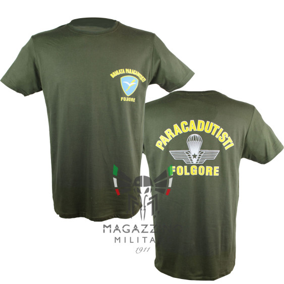 Maglietta T-shirt Paracadutisti Folgore militare Verde