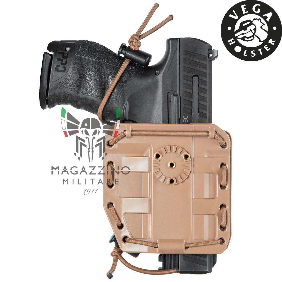 Fondina Pistola Polimero VEGA HOLSTER Bungy Universale 8BL00 Coyote TAN