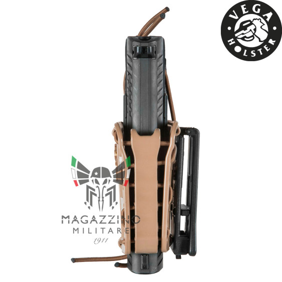 Fondina Pistola Polimero VEGA HOLSTER Bungy Universale 8BL00 Coyote TAN fianco