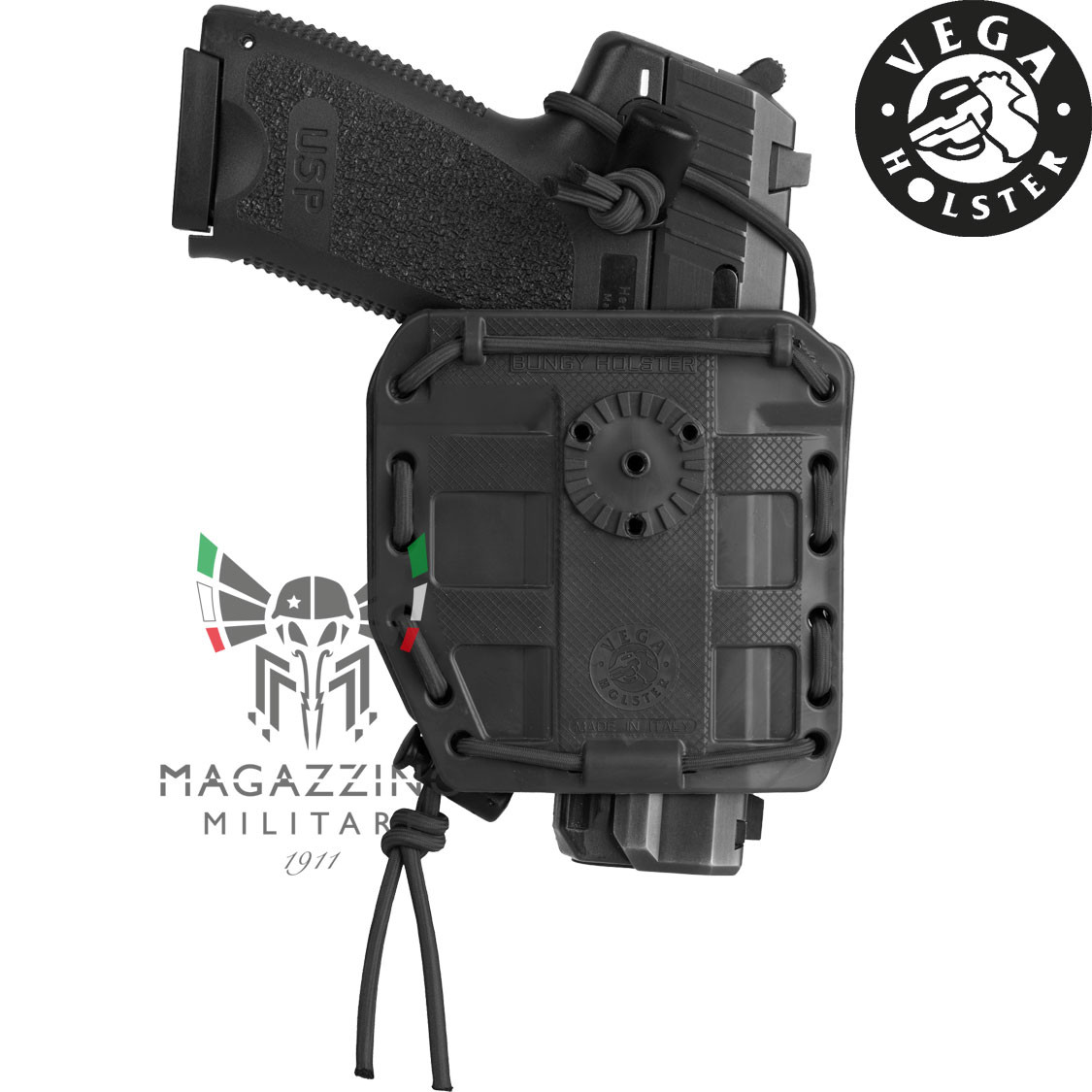 MULTI-FIT INJECTION MOLDED RUBBERISED POLYMER HOLSTER BLACK front