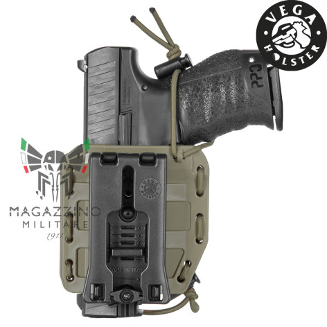 Fondina Pistola Polimero VEGA HOLSTER Bungy Universale 8BL00 VERDE retro