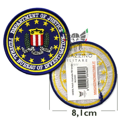 Iron-on embroidered patch FBI DEPARTMENT OF JUSTICE FEDERAL BUREAU OF INVESTIGATION