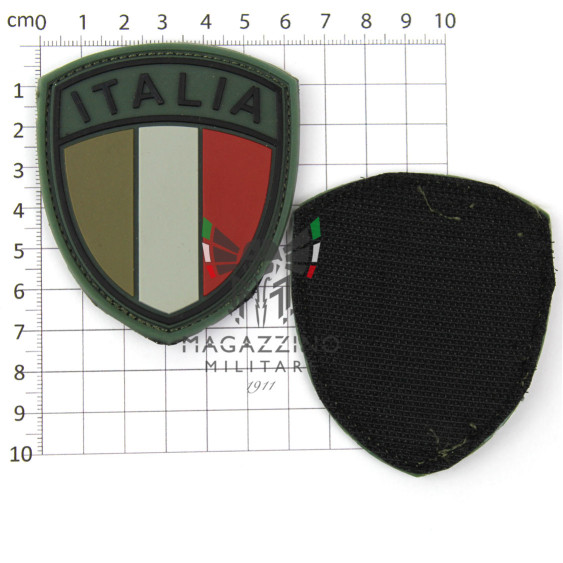 Low visibility rubber velcro patch Italy, original Italian Army, measuring 6.5 cm x 7.5 cm