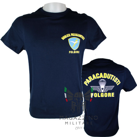 Maglietta T-shirt Paracadutisti Folgore militare Blu