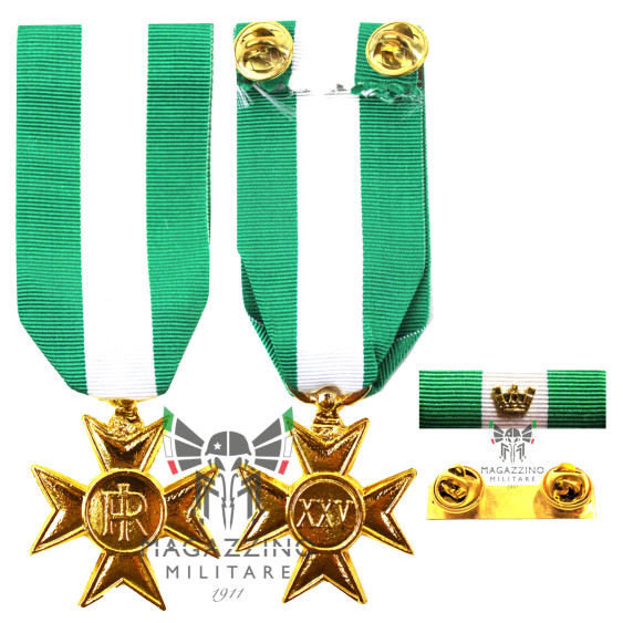 Medal and / or Ribbon of Service 25 XXV Years Officers Gold Cross Army Carabinieri Aeronautica Marina