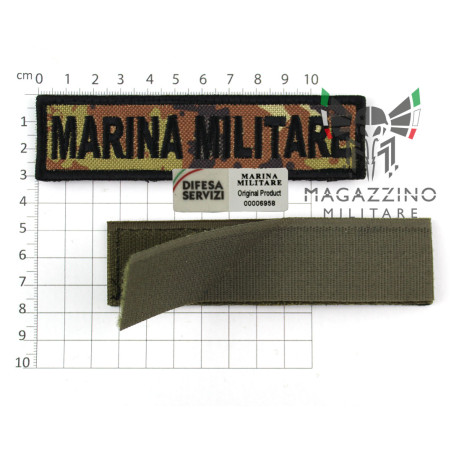 Patch MARINA MILITARE Navy cm 12x3 on vegetato embroided hook