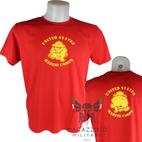 copy of Military US Marines Bull Dog T-Shirt front and back RED instructor