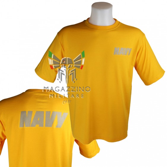 T-SHIRT US NAVY ORIGINALE MADE USA MILITARE AMERICANA Arancione giallo