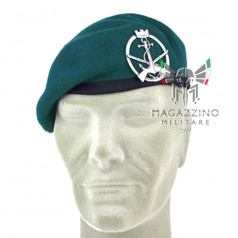 Italian Lagunari San Marco Green Beret Original 100% Wool with Military Navy Badge