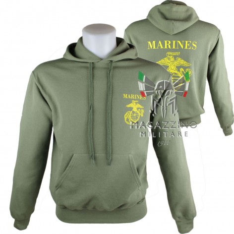 Hoodie with Marine Logo Print Front Back