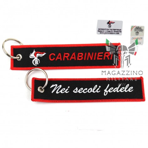 Embroidered Carabinier Keychain motto Nei Secoli Fedele