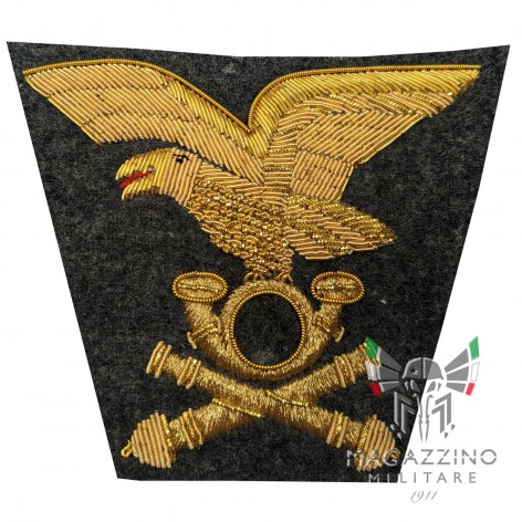 Fregio Alpini UFFICIALI ricamato ORO su panno grigio per Cappello Aquila ARTIGLIERIA (188)