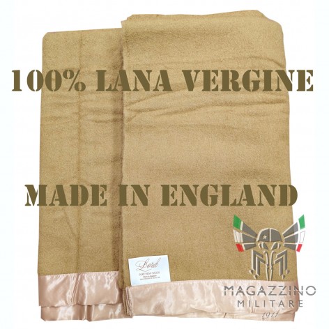 Coperta 100% Lana Vergine Cammello Beige Made in England 180x240cm