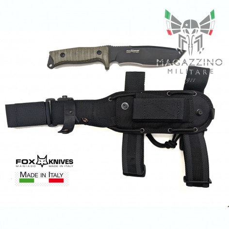 Coltello FOX Trapper MADE ITALY militare Idroglider e Fodero in Cordura Nero