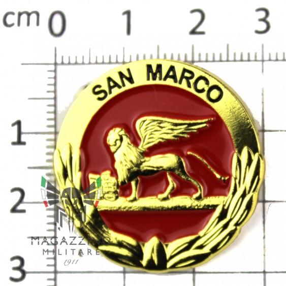 Distintivo in Metallo Oro Battaglione San Marco Leone Alato Smaltato Diametro 30mm (92)