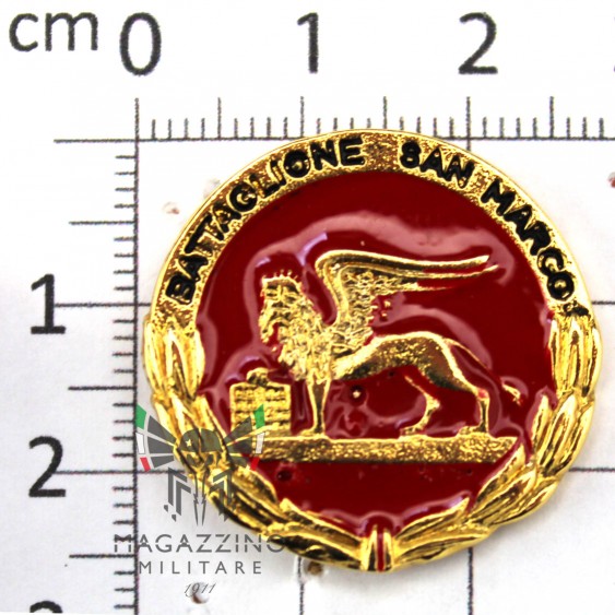 Distintivo in Metallo Oro Battaglione San Marco Spilla Pin Smaltata 2,6cm (93)