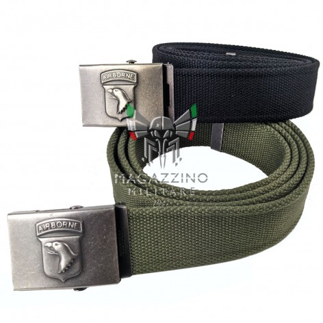 Olive Green Airborne Belt with WW2 Style 101st Airborne Screaming Eagles Buckle