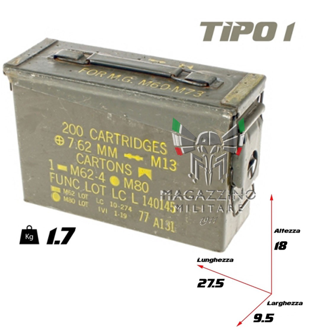 NATO Type 1 Ammunition ammo Box 'B' Condition