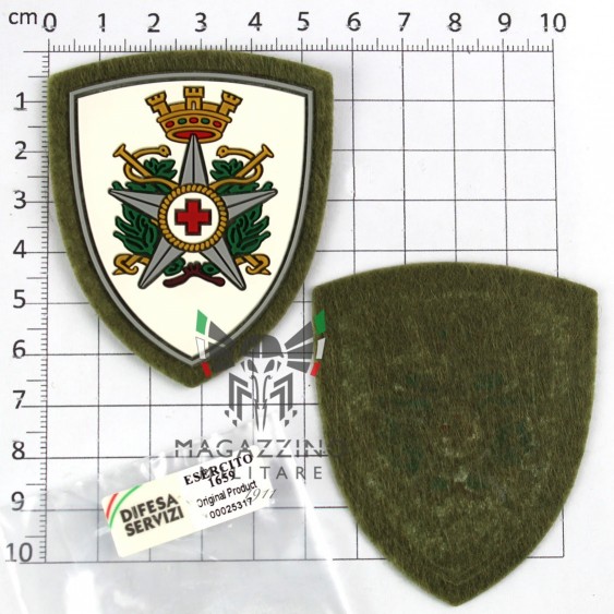 Scudetto Omerale Plastica Croce Rossa Militare Drop Fondo Verde senza Velcro (119)