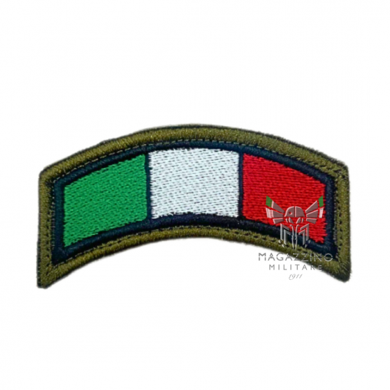 Patch a forma di arco con scritta "Italia", dotata di velcro per un facile fissaggio.