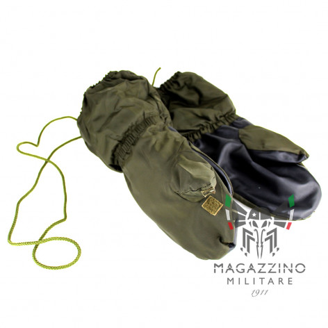 Gloves mittens Nylon and leather original Italian Army lined Alpini