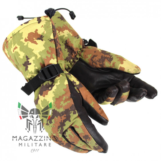 Original Italian Army GoreTex leather Gloves Vegetato