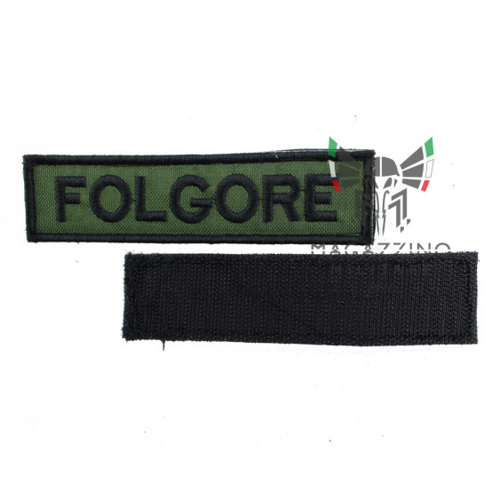 Patch ESERCITO FOLGORE cm 12x3 on military green embroided with hook